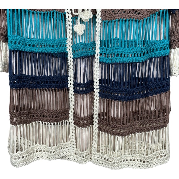 Willow & Clay Crocheted Long Sleeve Open Cardigan With Tie Size S - Picture 4 of 12